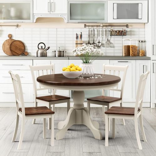 자이언텍스 Giantex Solid Wood Whitesburg Dining Chairs, Set of 4, Spindle Back, Wood Seating, Hammis Dining Room Chairs, Suitable for Dining Room, Kitchen, Restaurant, Antique Dining Side Cha