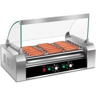 [아마존베스트]Giantex Electric Sausage Grill Hot Dog Grill Cooker 7 Rollers for 18 Hotdogs Stainless Steel Hot Dog Warmer Sausage Grilling Machine Sausage Roller Grill w/Cover, Commercial Grade