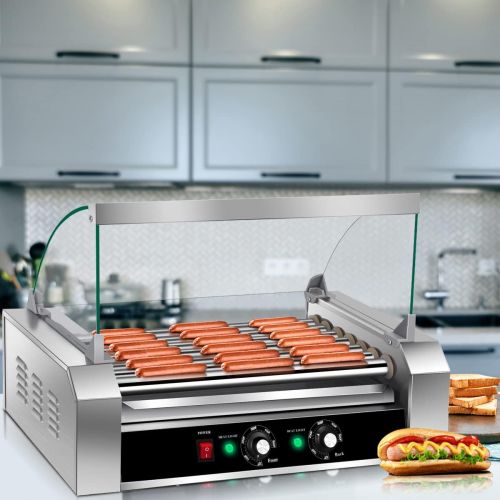 자이언텍스 [아마존베스트]Giantex Electric Sausage Grill Hot Dog Grill Cooker 7 Rollers for 18 Hotdogs Stainless Steel Hot Dog Warmer Sausage Grilling Machine Sausage Roller Grill w/Cover, Commercial Grade
