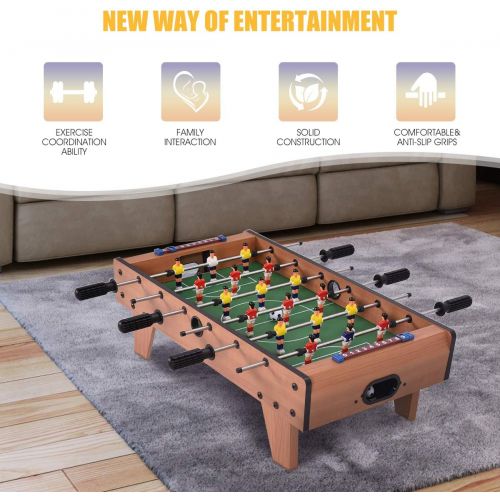 자이언텍스 Giantex 27 Foosball Table, Easily Assemble Wooden Soccer Game Table Top w/ Footballs, Indoor Table Soccer Set for Arcades, Game Room, Bars, Parties, Family Night