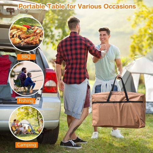 자이언텍스 Giantex Folding Grill Table with 26 Tabletop and Detachable Windscreen, Aluminum Portable Camp Cook Station Carry Bag Quick Set-up, BBQ Camping Picnic Backyard Outdoor Camping Kitc