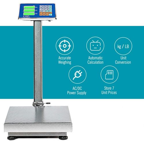 자이언텍스 [아마존베스트]Giantex 660lbs Weight Computing Digital Scale Floor Platform Scale for Weighing Luggage Package Shipping Mailing Postal Scale with Accurate LB/KG Price Calculator, High-Definition