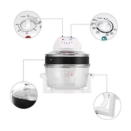 자이언텍스 [아마존베스트]-Service-Informationen GIANTEX Halogen oven, hot air oven, convection oven with extension ring, 17 L, table convection oven, multifunctional, temperature up to 250 °C, 60 minutes timer, 1200-1400 W