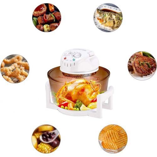 자이언텍스 [아마존베스트]-Service-Informationen GIANTEX Halogen oven, hot air oven, convection oven with extension ring, 17 L, table convection oven, multifunctional, temperature up to 250 °C, 60 minutes timer, 1200-1400 W