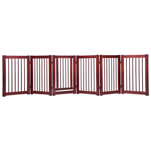 자이언텍스 Giantex Configurable Folding Free Standing Panel Wood Pet Dog Safety Fence wGate