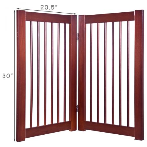 자이언텍스 Giantex Configurable Folding Free Standing Panel Wood Pet Dog Safety Fence wGate