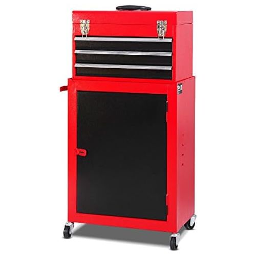 자이언텍스 Giantex 2pc Mini Tool Chest & Cabinet Storage Box Rolling Garage Toolbox Organizer