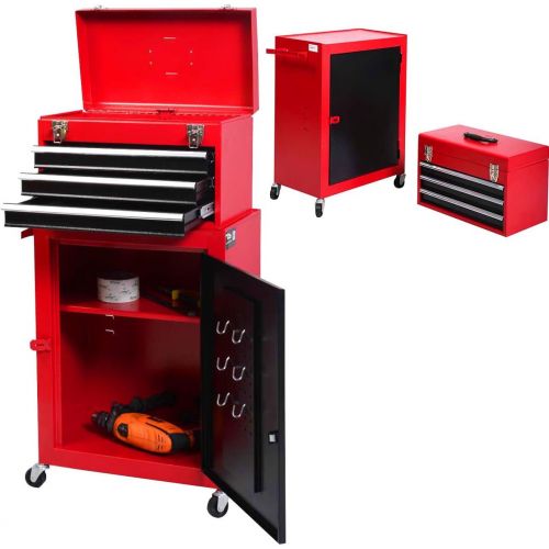 자이언텍스 Giantex 2pc Mini Tool Chest & Cabinet Storage Box Rolling Garage Toolbox Organizer