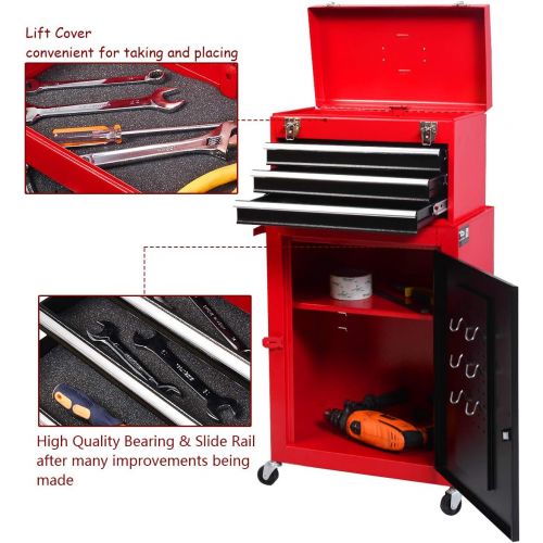 자이언텍스 Giantex 2pc Mini Tool Chest & Cabinet Storage Box Rolling Garage Toolbox Organizer