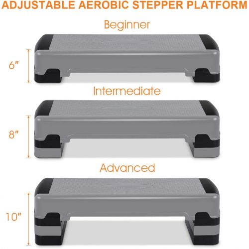 자이언텍스 Giantex 35 Aerobic Exercise Step Platform with Adjustable Risers 5.5 - 7.5 - 9.5 in Fitness & Exercise