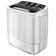 Giantex Portable Compact 13 Lbs Mini Twin Tub Washing Machine Washer Spin Dryer (Gray&White)