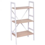 Giantex 3 Tier Bookshelf Bookcase Ladder Wall Stand Storage Shelves Book Rack