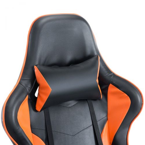 자이언텍스 Giantex Gaming Chair Racing Chair High Back Reclining Lumbar Support, Headrest and Footrest Office Swivel Computer Task Desk Gaming Chair (Orange)