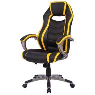 Giantex Gaming Chair High Back Racing Style Office Chair with Bucket Seat and Padded Armrests Height Adjustable Computer Desk Task Chair (Yellow & Black)