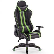 Giantex Gaming Chair Racing Reclining Chair wLumbar Support and Headrest, Adjustable Seat Height, Armrest &Padded High Back, 360-degree Swivel for Computer Task Desk Office Study
