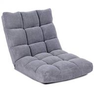 Giantex Floor Folding Gaming Sofa Chair Lounger Folding Adjustable Sleeper Bed Couch Recliner (Gray)