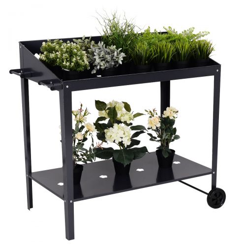 자이언텍스 Giantex Black 40 Raised Garden Bed Potting Bench Work Station Storage Shelf Planter Plant (42.5 x 22.0 x40.0 (LXWXH))