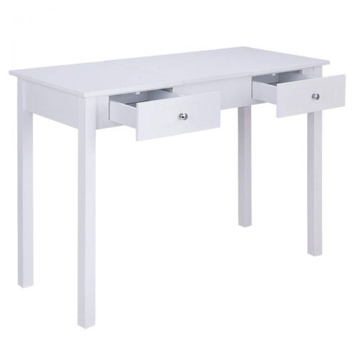 자이언텍스 Giantex Vanity Dressing Table with Flip Makeup Mirror, Simple Style Multifunctional as Writing Desk with 9 Removable Divider Organizers for Storage, Vanity Tables Organizer w/ 2 Dr