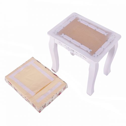 자이언텍스 Giantex White Vanity Stool for Women with Velcro Padded Seat Removable Easy-Cleaning Cushions Comfortable Girls Piano Dressing Table Makeup Desk Bench Chair for Bedroom Bathroom Mo