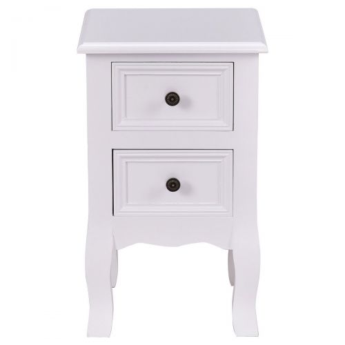 자이언텍스 Giantex Nightstand Wooden Mini W/ 2 Storage Drawers for Living Room Bedroom Kids Room Storage Accent Home Funiture End Table (2, White)