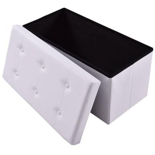 자이언텍스 Giantex 30 L Folding Storage Ottoman Bench, Foldable Faux Leather Pouffe Box Stool Coffee Table Footrest for Hallway,Living Room, Bedroom (Black)