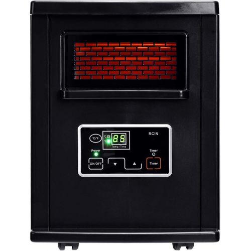 자이언텍스 Giantex 1500W Infrared Space Heater, Portable Infrared Quartz Mini Heater with Digital Thermostat, Remote Control, Timer & Filter Electric Space Heater for Home Office(Black)