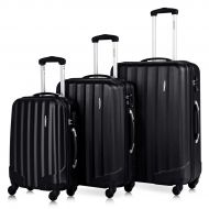Giantex Globalway 3 Pcs Luggage Set Bag Travel ABS Trolley Suitcase w/TSA Lock Black