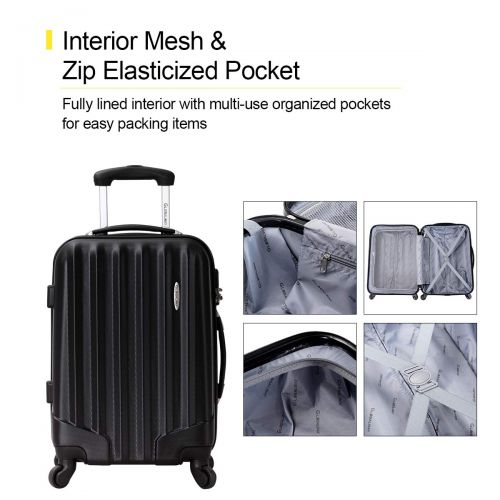자이언텍스 Giantex Globalway 3 Pcs Luggage Set Bag Travel ABS Trolley Suitcase w/TSA Lock Black