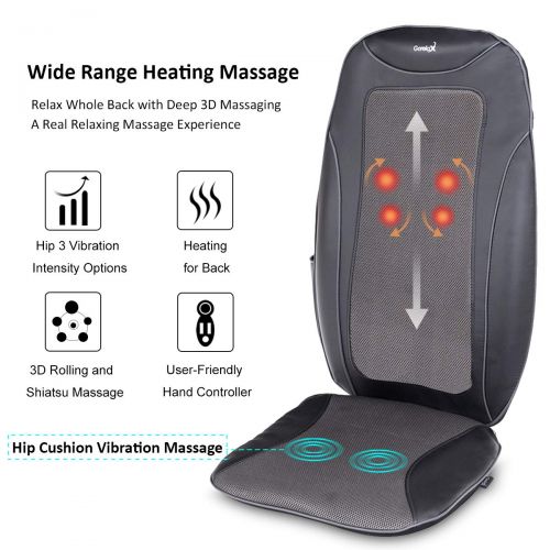 자이언텍스 Giantex Shiatsu Neck & Back Massager with Heat, Full Back Kneading Rolling Massage, Massage Chair Pad Seat Cushion to Relieve Muscle Pain for Back Shoulder and Neck, Home Office Ma