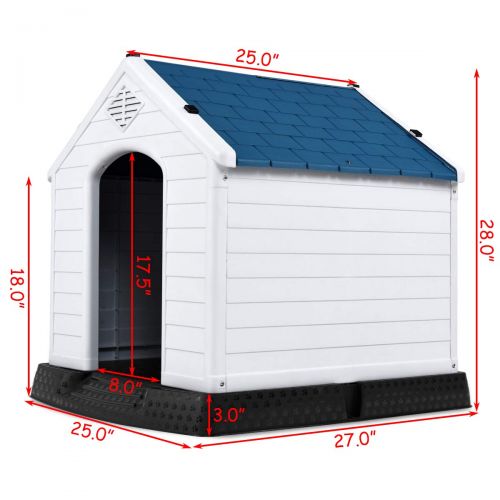 자이언텍스 Giantex Plastic Dog House Waterproof Ventilate Pet Kennel with Air Vents and Elevated Floor for Indoor Outdoor Use Pet Dog House