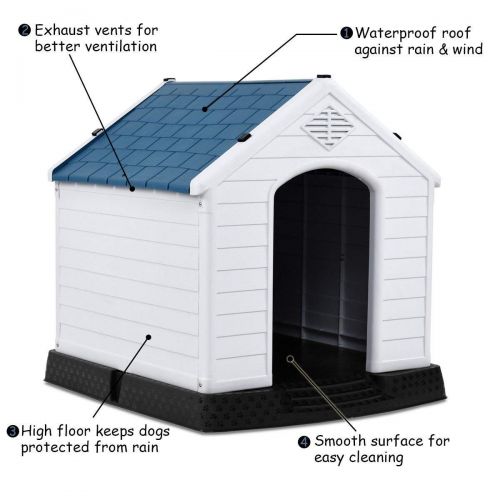 자이언텍스 Giantex Plastic Dog House Waterproof Ventilate Pet Kennel with Air Vents and Elevated Floor for Indoor Outdoor Use Pet Dog House