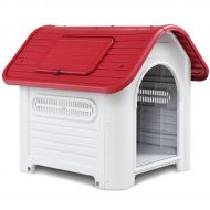 Giantex Outdoor Indoor Pet Dog House Portable Waterproof Plastic Puppy Shelter All Weather Roof Cat Dogs House with Skylight
