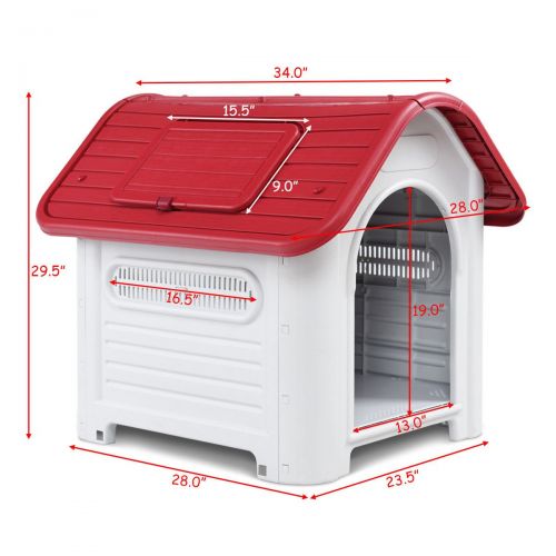 자이언텍스 Giantex Outdoor Indoor Pet Dog House Portable Waterproof Plastic Puppy Shelter All Weather Roof Cat Dogs House with Skylight