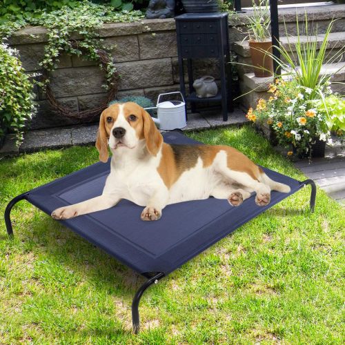 자이언텍스 Giantex Elevated Pet Bed for Large Dogs Cot Indoor Outdoor Camping Steel Frame Mat