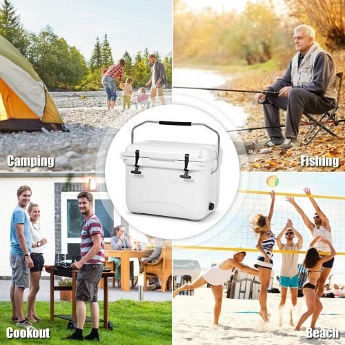 자이언텍스 Giantex Stark Item 22 Quart Cooler Portable Ice Chest Leak-Proof 30 Cans Ice Box for Camping White