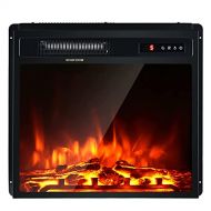 Giantex 18 Electric Fireplace, Fireplace Inserts Electric Heater w/ Remote Control, Touch Screen, Overheating Protection, 5 Flame Settings, 750W-1500W Freestanding & Recessed Elect
