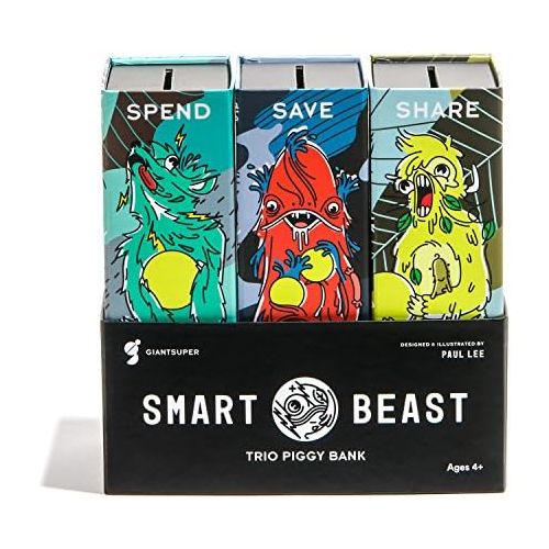  [아마존베스트]Giantsuper Smart Beast Trio Piggy Bank: 3-in-1 Money-Wise Educational Piggy Bank …