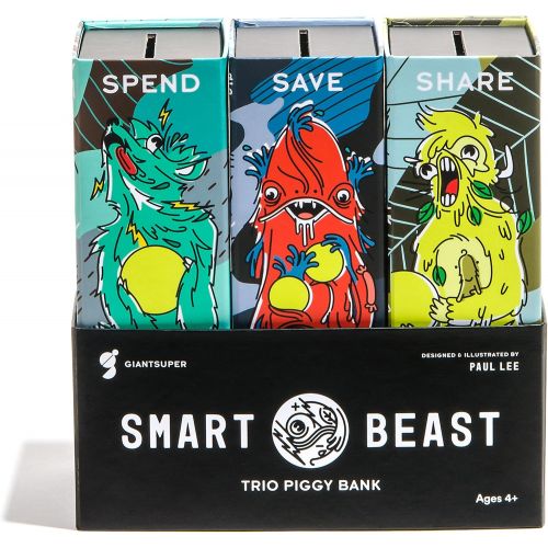  [아마존베스트]Giantsuper Smart Beast Trio Piggy Bank: 3-in-1 Money-Wise Educational Piggy Bank …