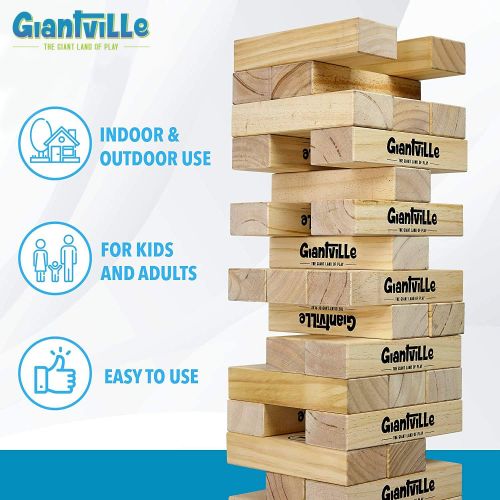  [아마존 핫딜]  [아마존핫딜]Giant Tumbling Timber Toy - Jumbo Wooden Blocks Floor Game for Kids and Adults, 56 Pieces, Premium Pine Wood, Carry Bag, Life Size, by Giantville - Grows to Over 5-feet While Playi