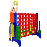 [아마존 핫딜]  [아마존핫딜]Giant 4 in a Row Connect Game  4 Feet Wide by 3.5 Feet Tall Oversized Floor Activity for Kids and Adults  Jumbo Sized for Outdoor and Indoor Play - by Giantville, Blue/Red