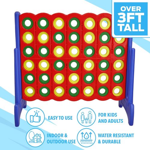  [아마존 핫딜]  [아마존핫딜]Giant 4 in a Row Connect Game  4 Feet Wide by 3.5 Feet Tall Oversized Floor Activity for Kids and Adults  Jumbo Sized for Outdoor and Indoor Play - by Giantville, Blue/Red