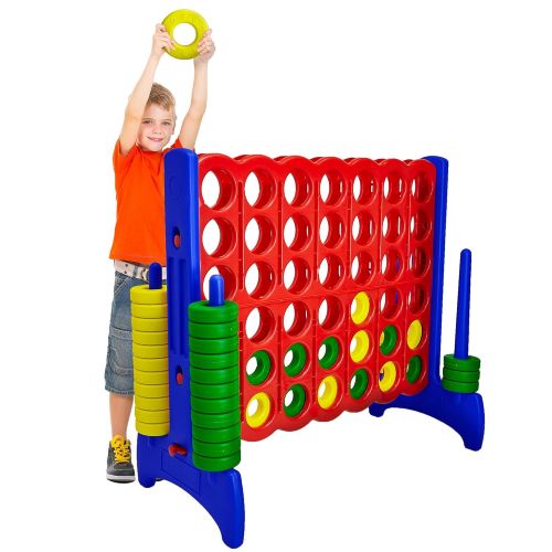  [아마존 핫딜]  [아마존핫딜]Giant 4 in a Row Connect Game  4 Feet Wide by 3.5 Feet Tall Oversized Floor Activity for Kids and Adults  Jumbo Sized for Outdoor and Indoor Play - by Giantville, Blue/Red