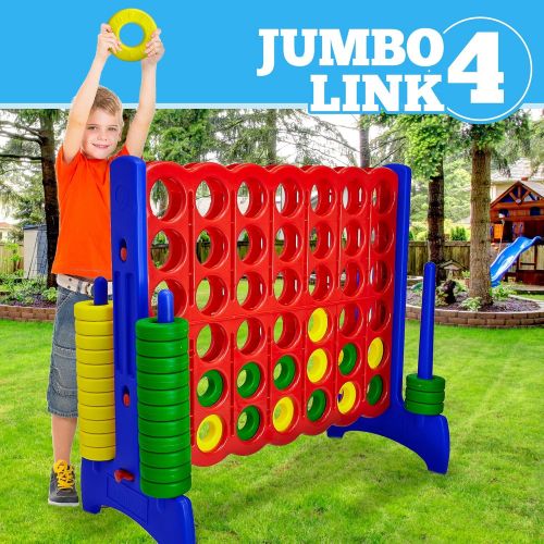  [아마존 핫딜]  [아마존핫딜]Giant 4 in a Row Connect Game  4 Feet Wide by 3.5 Feet Tall Oversized Floor Activity for Kids and Adults  Jumbo Sized for Outdoor and Indoor Play - by Giantville, Blue/Red