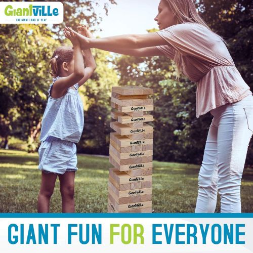  [아마존베스트]Giant Tumbling Timber Toy - Jumbo Wooden Blocks Floor Game for Kids and Adults, 56 Pieces, Premium Pine Wood, Carry Bag, Life Size, by Giantville - Grows to Over 5-feet While Playi