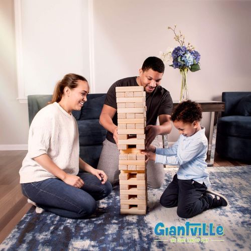  [아마존베스트]Giantville Giant Tumbling Timber Toy - Jumbo Wooden Blocks Floor Game for Kids and Adults, 56 Pieces, Premium Pine Wood, Carry Bag, Life Size - Grows to Over 5-feet While Playing