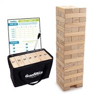 Giantville Giant Tumbling Timber Toy - Jumbo JR. Wooden Blocks Floor Game for Kids and Adults, 56 Pieces, Premium Pine Wood, Carry Bag - Grows from 2-feet to Over 4-feet While Playing, Life S