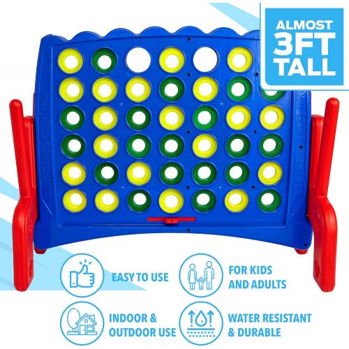  Giantville Giant 4 to Score in a Row with Storage Carry Bag Included - Almost 3-Ft High - Large for Indoor and Outdoor: Any Weather Connect Game for Family Fun - Quick to Assemble