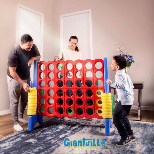  Giantville Giant 4 in a Row Connect Game + Storage Carry Bag - 4-Feet Wide X 3.5-Feet Tall - Oversized Jumbo Sized Entertainment for Outdoor/Indoor Play for Kids & Adults - Durable Waterproof