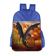 Gibberkids Kid Fantasy Dragon Fire Cool School Bags Bookbag Boys/Girls For 4-15 Years Old RoyalBlue