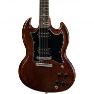 Gibson},description:The SG Faded brings legendary Gibson SG performance alive with a spirited, worn finish. Simple style comes from the faded gloss-nitro finish and classic dot inl